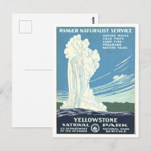Ranger Naturalist Service aan de Yellowstone Vinta Briefkaart (Voorkant / Achterkant)
