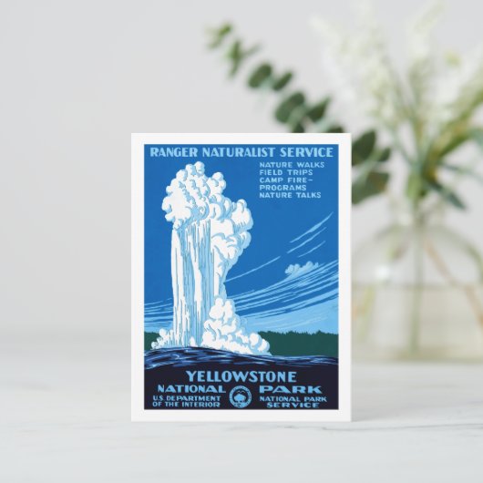 Ranger Naturalist Service ~ Yellowstone Briefkaart (Staand voorkant)