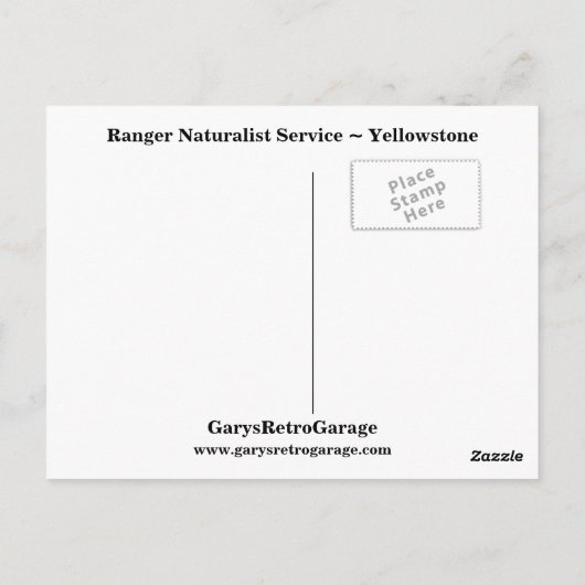 Ranger Naturalist Service ~ Yellowstone Briefkaart (Achterkant)