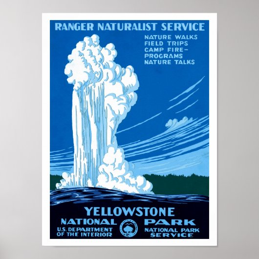 Ranger Naturalist Service ~ Yellowstone Poster (Voorkant)