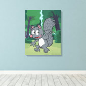 Ranger Rick | Grijze eekhoorn Canvas Afdruk (Insitu (Houten vloer))