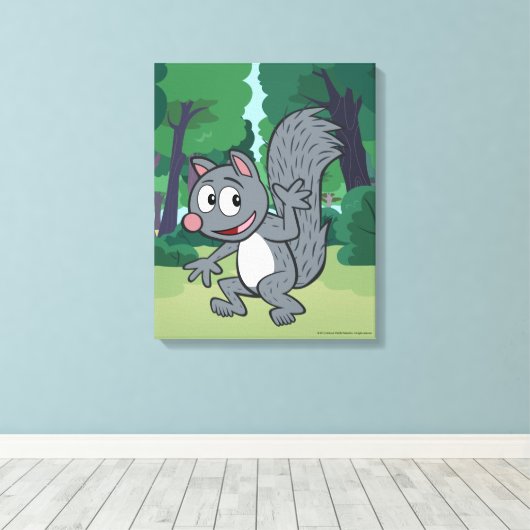 Ranger Rick | Grijze eekhoorn Canvas Afdruk (Insitu (Houten vloer))
