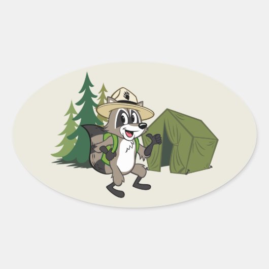 Ranger Rick | Grote Amerikaanse campout — Tent Ovale Sticker (Voorkant)