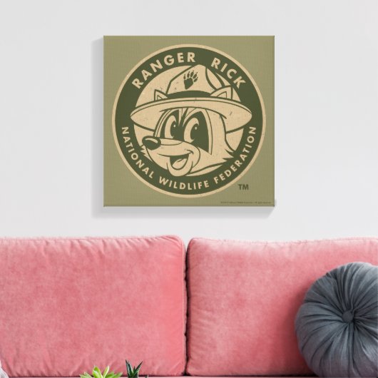 Ranger Rick | Ranger Rick Khaki Logo Canvas Afdruk (Insitu (Woonkamer))