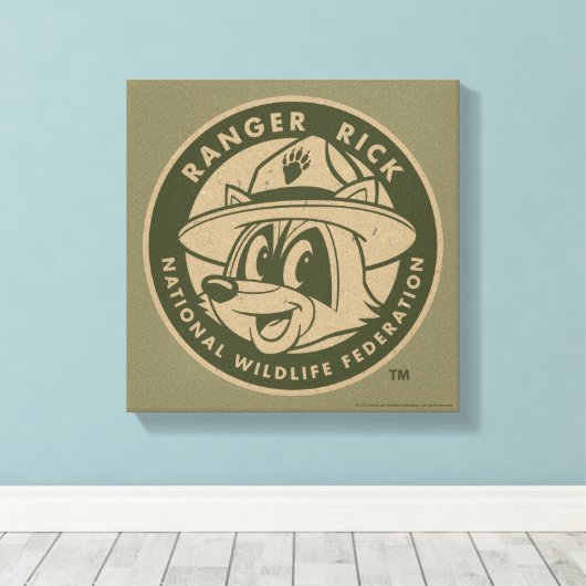 Ranger Rick | Ranger Rick Khaki Logo Canvas Afdruk (Insitu (Houten vloer))