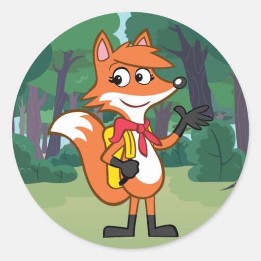 Ranger Rick | Scarlett Fox Waving Ronde Sticker (Voorkant)