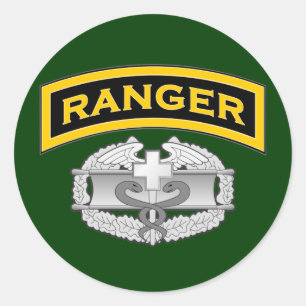 Ranger tab & Combat Medic badge Ronde Sticker