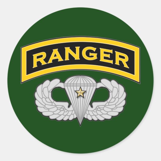 Ranger tab & Jump Wings - Combat Ronde Sticker (Voorkant)