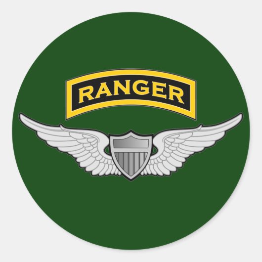Ranger tabblad & Aviator vleugels Ronde Sticker (Voorkant)