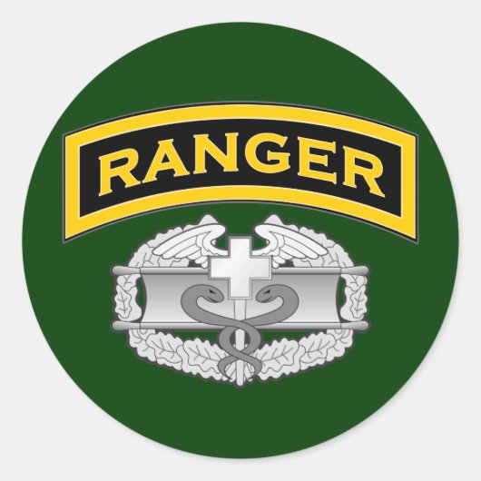 Ranger tabblad & Combat Medic badge Ronde Sticker (Voorkant)