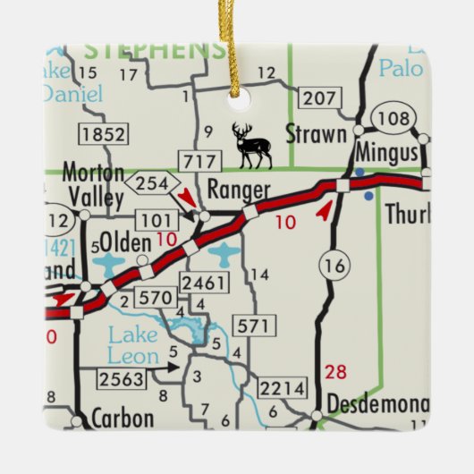 Ranger TX Road Map Keramisch Ornament (Voorkant)