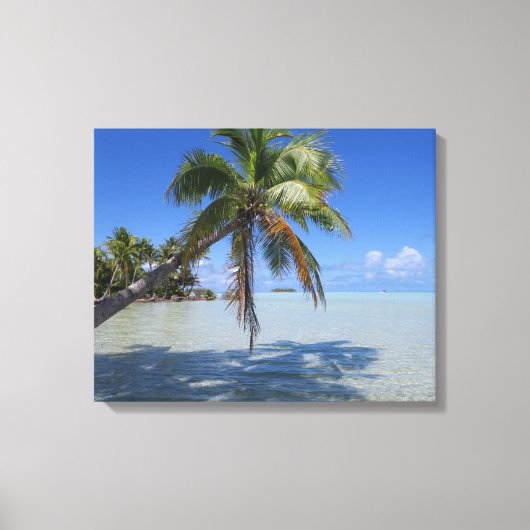 Rangiroa Blauwe Lagune Tropische Palm Canvas Afdruk (Voorkant)