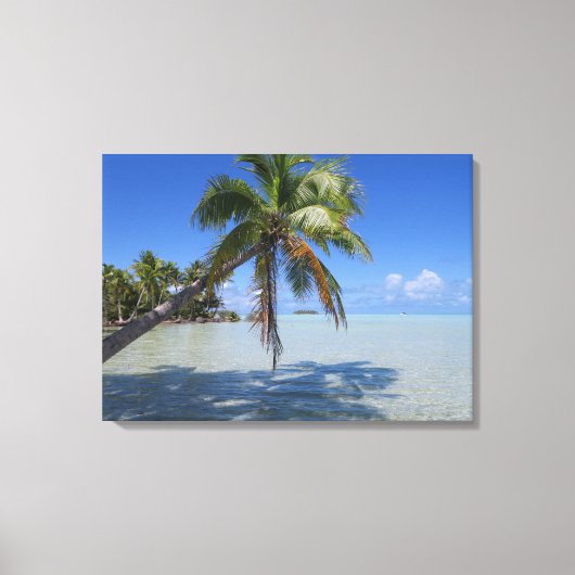 Rangiroa Blauwe Lagune Tropische Palm Canvas Afdruk (Voorkant)
