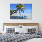 Rangiroa Blauwe Lagune Tropische Palm Canvas Afdruk (Insitu (Slaapkamer))