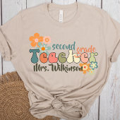 Rangnaam Retro Groovy Terug naar School Teacher T-shirt