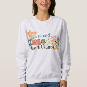 Rangnaam Retro Groovy Terug naar School Teacher Trui