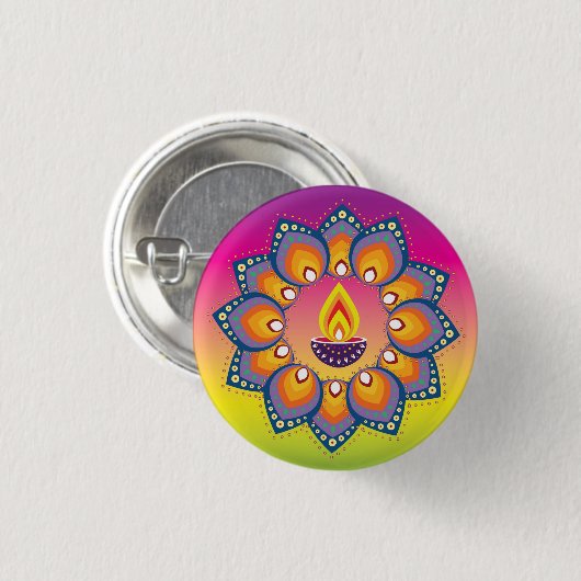 Rangoli 001 ronde button 3,2 cm (Voorkant /achterkant)