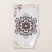 Rangoli Bloemenkunst, Roze en Grijs Kalmerende Har Bad Handdoek (Handdoek)
