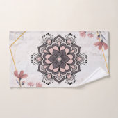 Rangoli Bloemenkunst, Roze en Grijs Kalmerende Har Bad Handdoek (Handdoek)