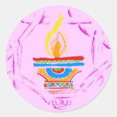 Rangoli Deepak Ronde Sticker (Voorkant)