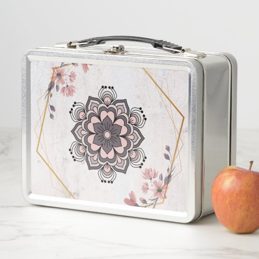 Rangoli Floral Art, roze en grijs Mandala Patroon (In situ)