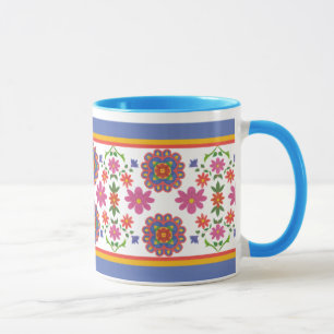 Rangoli Floral Borders Etnische Patroon Mok