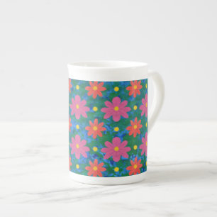 Rangoli Flowers en Polka Dots Bone China Mok