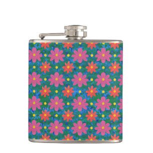  Rangoli Flowers en Polka Dots Hip Flask Heupfles