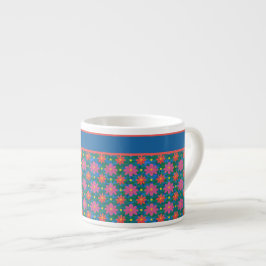 Rangoli Flowers en Polkas op Blue Espresso Mok
