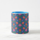  Rangoli Flowers Polka Dot Blue Ringer Mok (Midden)