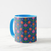  Rangoli Flowers Polka Dot Blue Ringer Mok (Voorkant links)