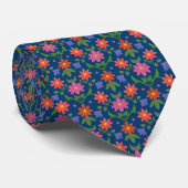Rangoli Flowers Polka Dots, Blue Unisex Necktie Stropdas (Opgerold)
