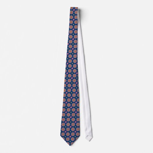 Rangoli Flowers, Polka Dots, Blue, Unisex Necktie Stropdas (Voorkant)