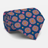 Rangoli Flowers, Polka Dots, Blue, Unisex Necktie Stropdas (Opgerold)