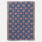 Rangoli Flowers, Polka Dots on Blue Throw Blanket Deken (Voorkant Verticaal)