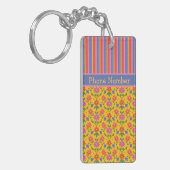 Rangoli Flowers, Stripes Sleutelhanger om te perso (Voorkant Links)