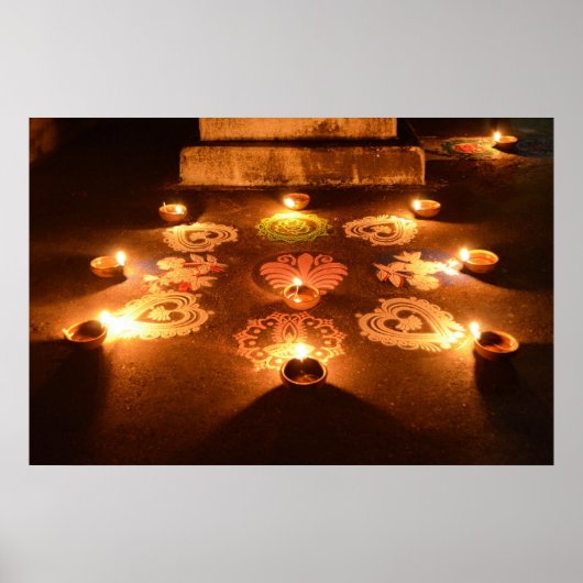 Rangoli met kaarsen in Diwali Poster (Voorkant)