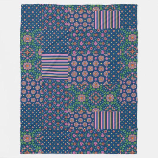Rangoli Patronen Faux Patchwork Fleece Blanket Deken (Voorkant)