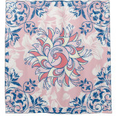 Rangoli Spring Flowers, roze heldere levensstijl Douchegordijn (Voorkant)