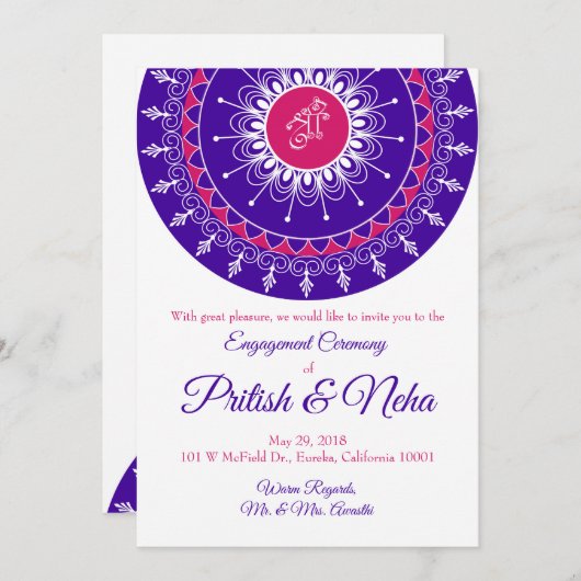 Rangoli-uitnodigingskaart Kaart (Voorkant / Achterkant)