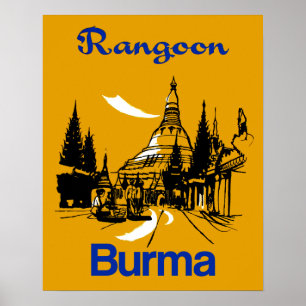 Rangoon, Birma-reisposter Poster