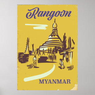 Rangoon Myanmar vintage poster