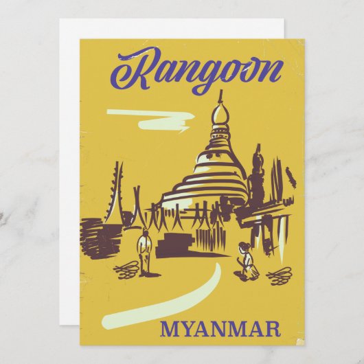 Rangoon Myanmar vintage poster (Voorkant / Achterkant)