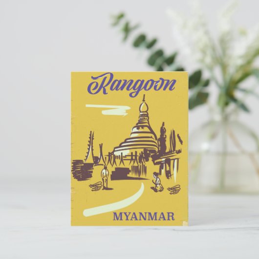 Rangoon Myanmar vintage poster Briefkaart (Staand voorkant)