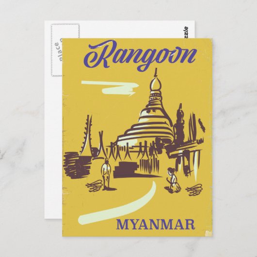 Rangoon Myanmar vintage poster Briefkaart (Voorkant / Achterkant)