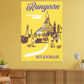 Rangoon Myanmar vintage poster Canvas Afdruk (Insitu (Woonkamer))