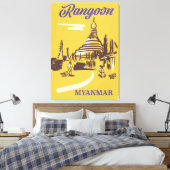 Rangoon Myanmar vintage poster Canvas Afdruk (Insitu (Slaapkamer))