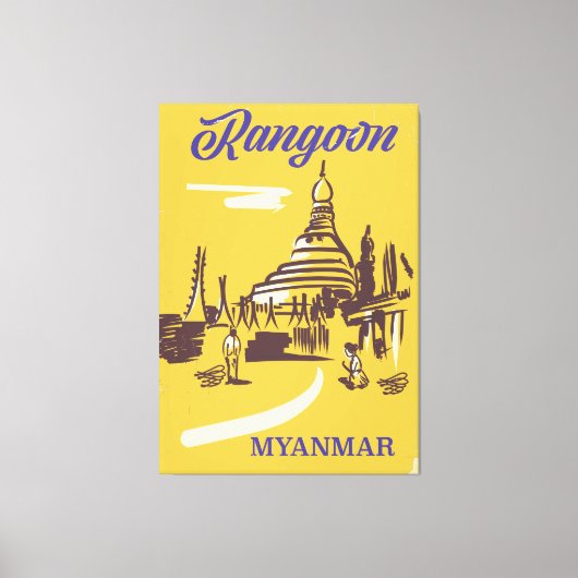 Rangoon Myanmar vintage poster Canvas Afdruk (Voorkant)