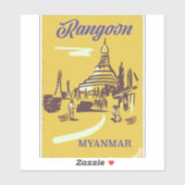 Rangoon Myanmar vintage poster Sticker (Vel)