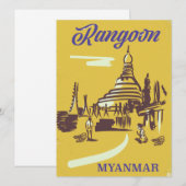 Rangoon Myanmar vintage reisposter (Voorkant / Achterkant)